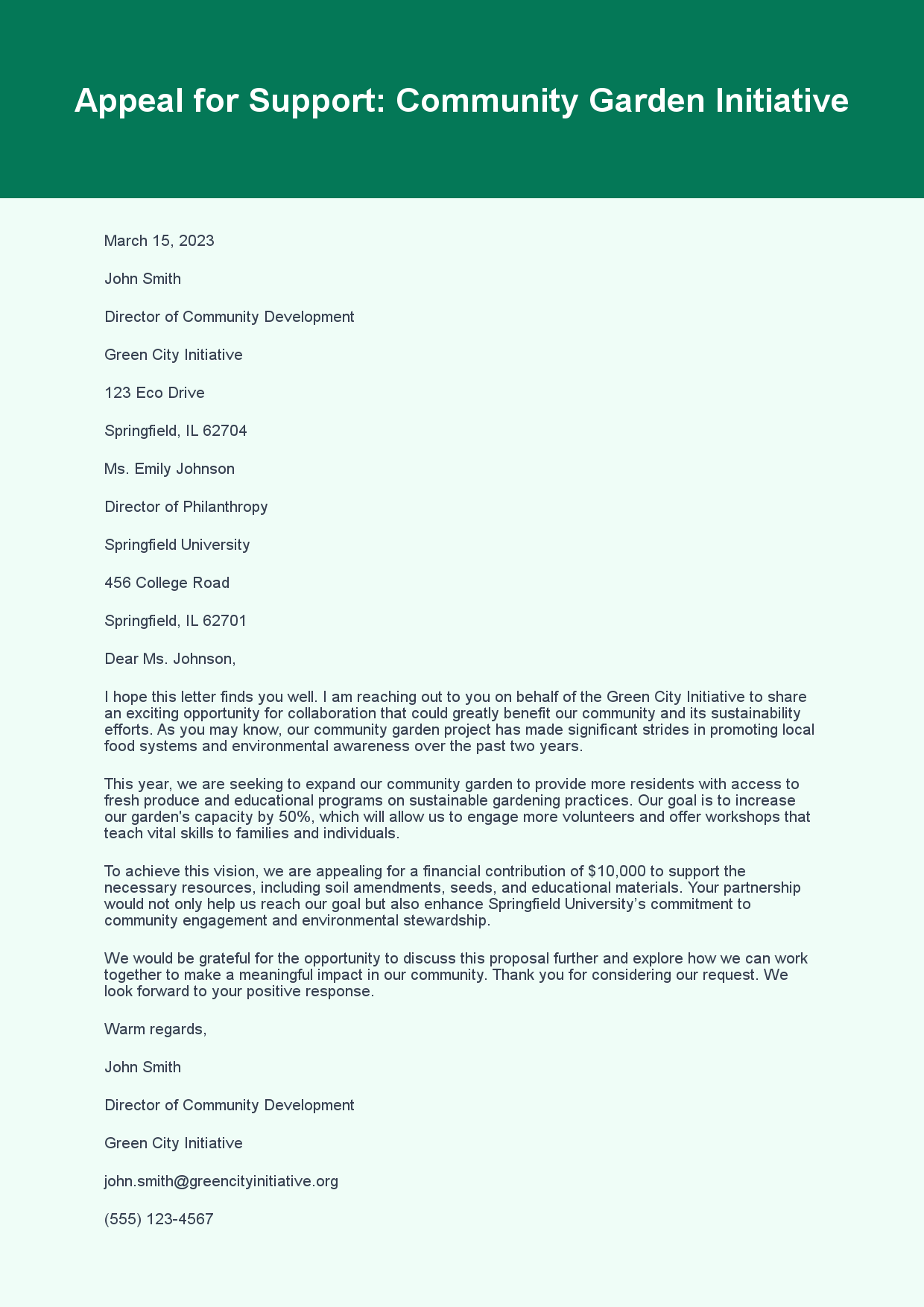 Charity Letter for Fund Appeal sample letter