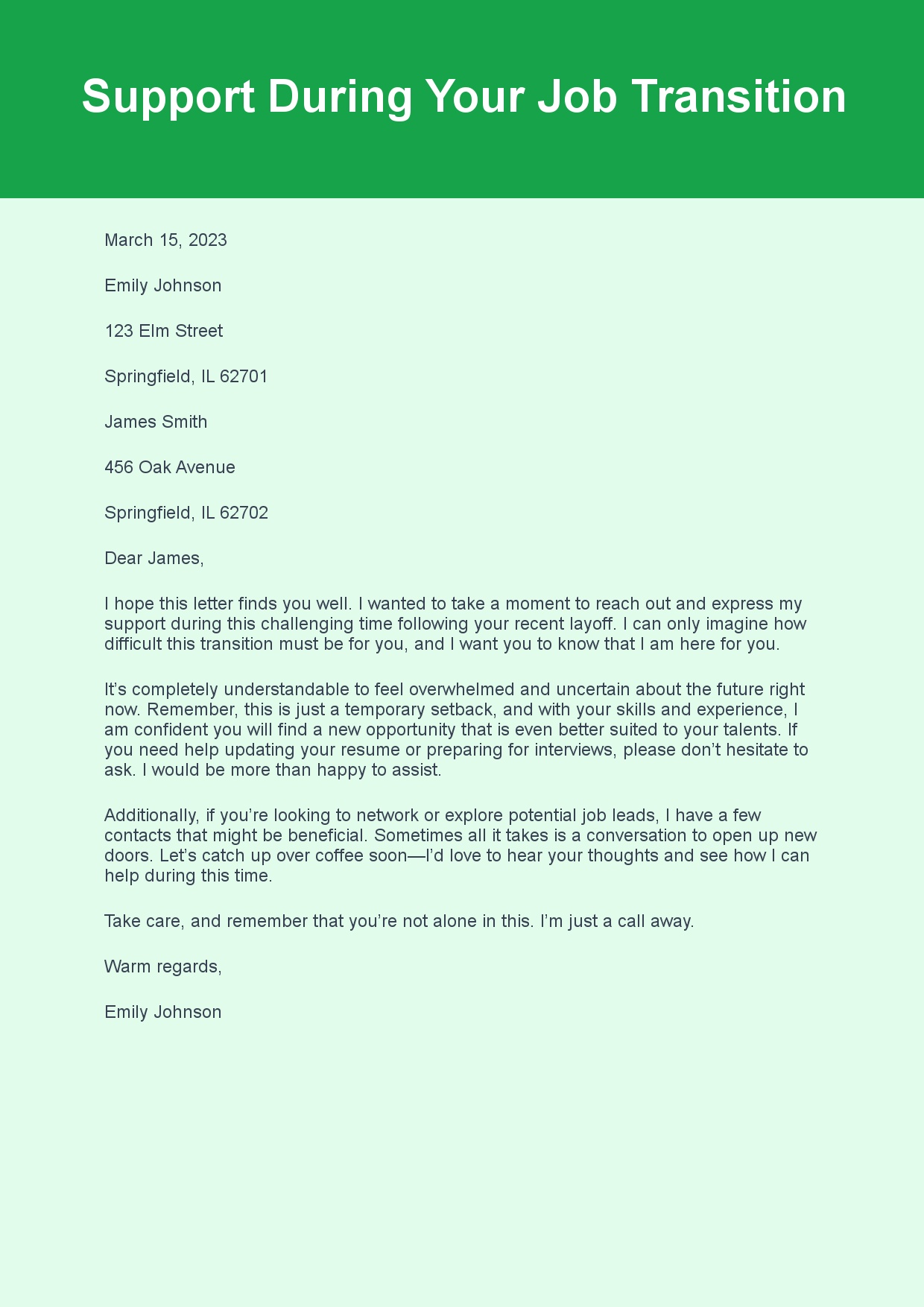 Personal Letter for Friend Support sample letter