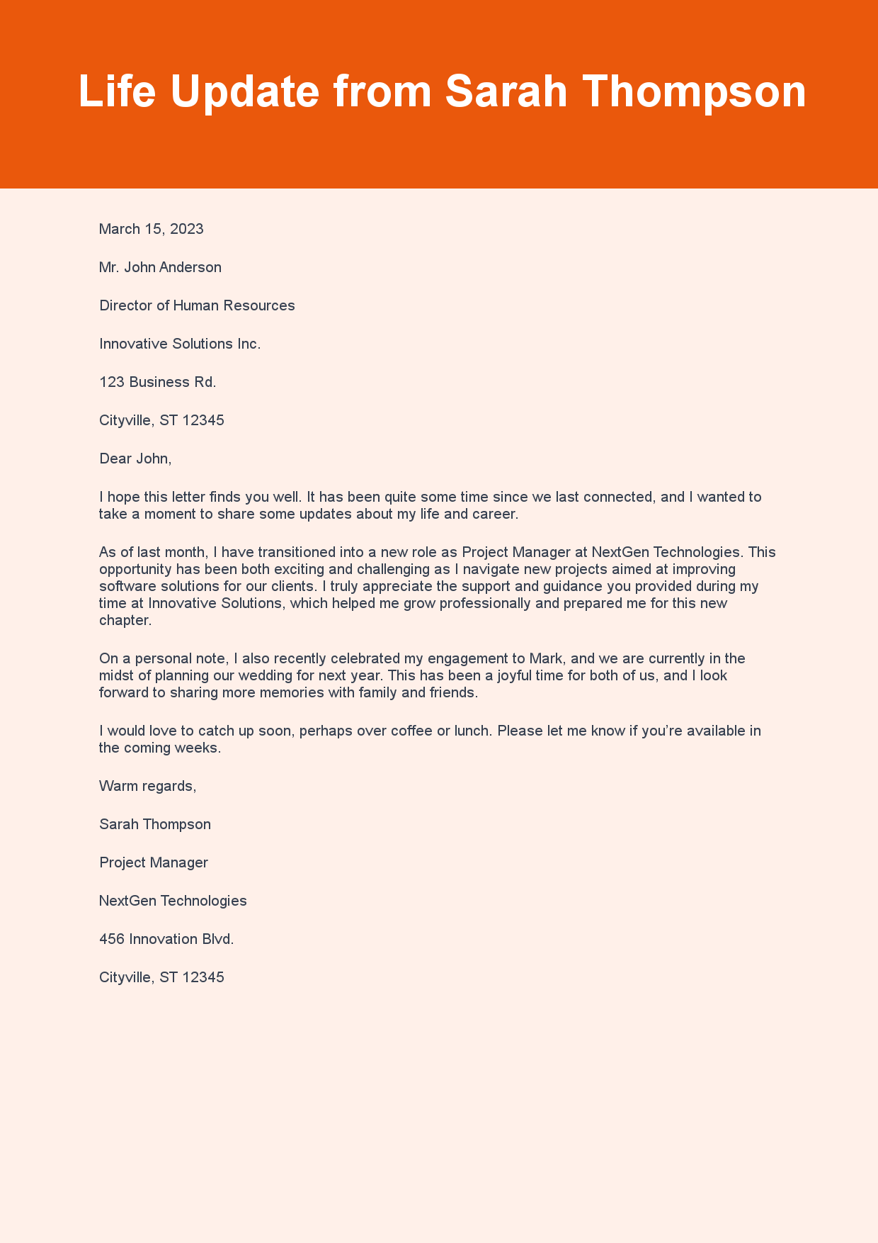 Personal Letter for Sharing Life Update sample letter