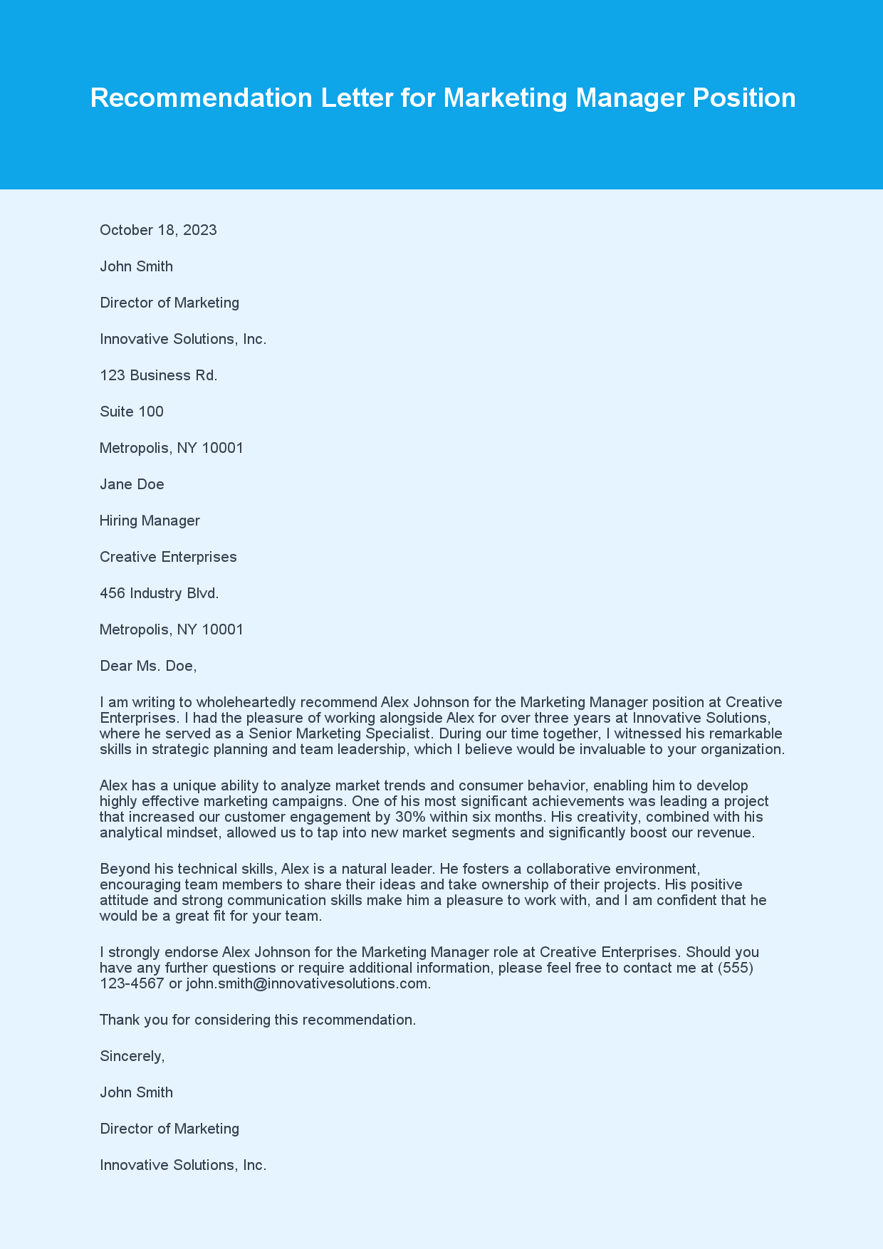 Recommendation Letter for Job Applicant sample letter