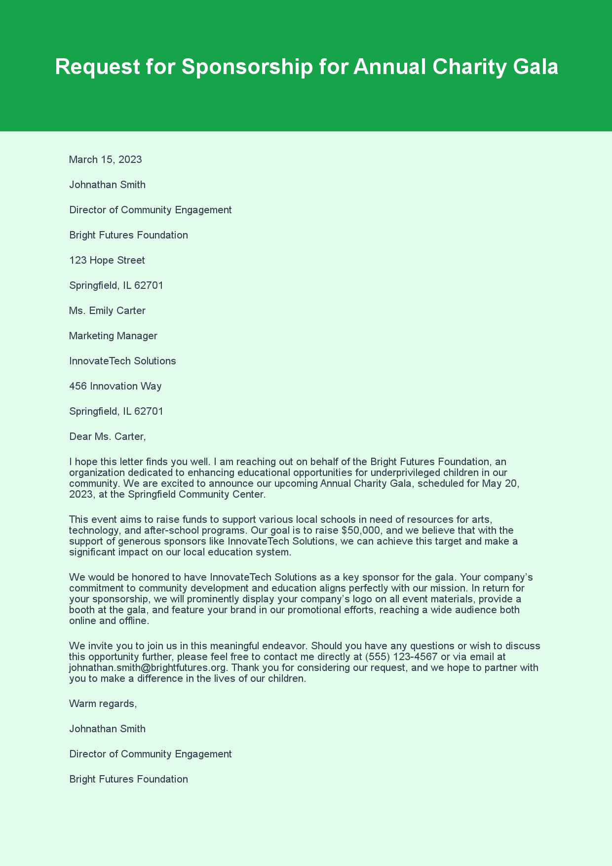 Sponsorship Letter for Event Funding sample letter