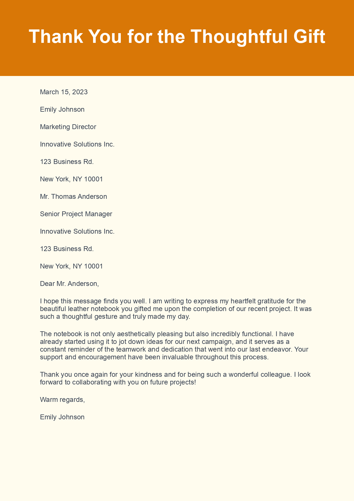 Thanks Letter for Gift Received sample letter